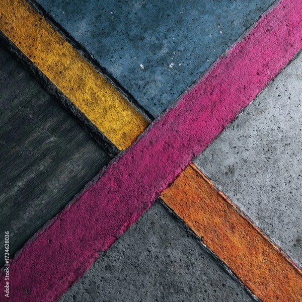 Fototapeta Abstract concrete pavement with vibrant color accents
