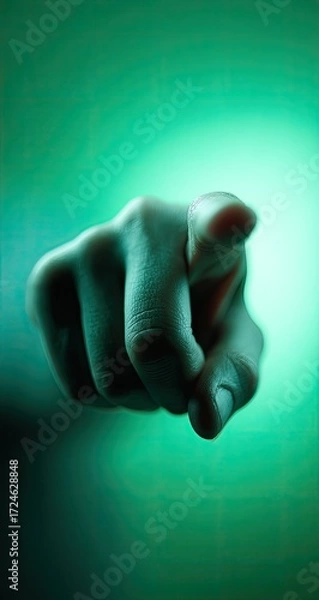 Fototapeta Close-up of a hand pointing directly at viewer