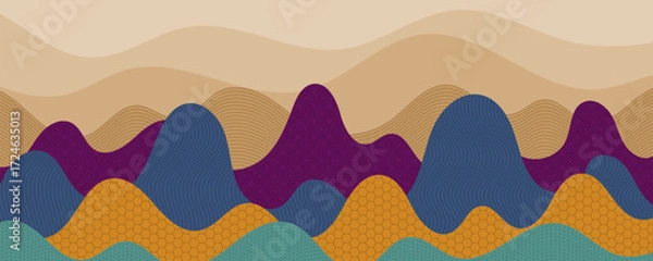 Fototapeta Abstract seamless wavy line pattern design with nature inspired vector illustration