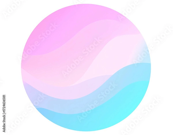 Fototapeta Circular graphic with soft pastel pink and blue waves