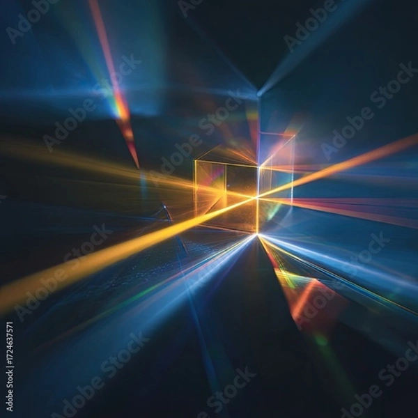 Fototapeta Abstract light rays radiating from a cube