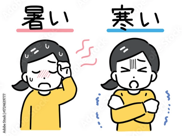 Obraz 暑い＆寒そうな私服の若い女性(上半身・正面)