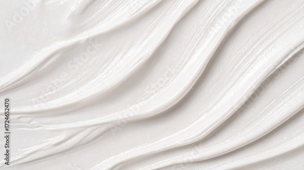Obraz Abstract close-up of flowing white paint with smooth, wavy textures and soft gradients.