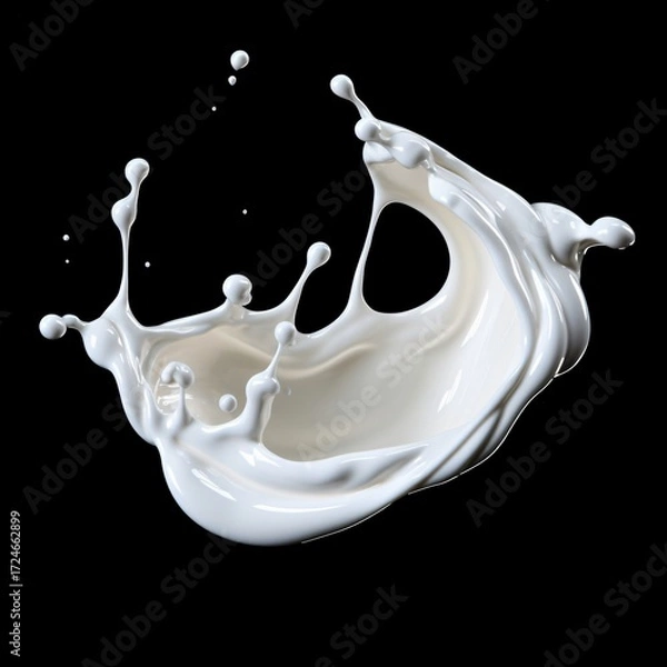 Fototapeta White milk splash isolated on black background in motion