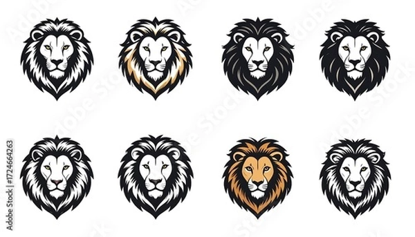 Fototapeta Six lion head emblems, various color palettes