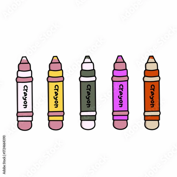 Fototapeta Art crayon vector with a variety of funny colors for children and the theme of education as well as school