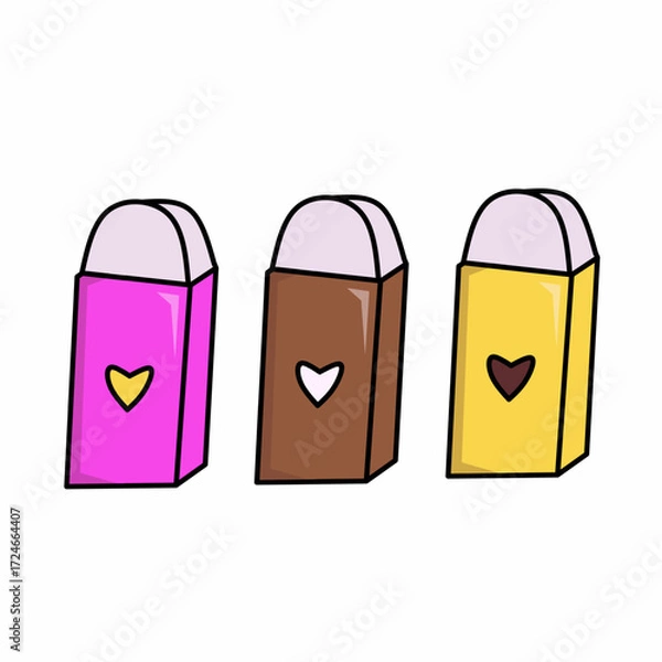 Fototapeta Vector Art Vector Pencil Erasers with various sizes and colors for school and academic education themes