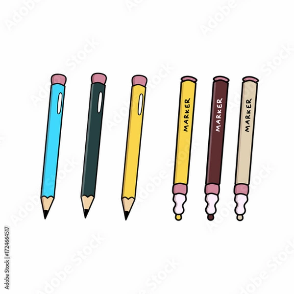 Fototapeta Vector Art Collection Collection of Color Pencils for School Themes and Education