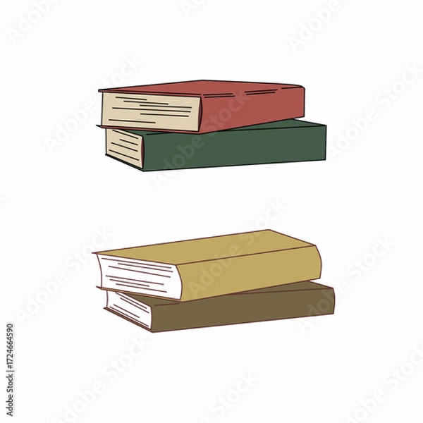 Fototapeta Art vector art piles of colored books for academic and school themes