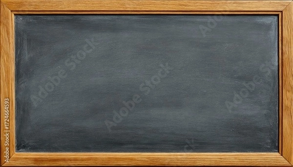 Obraz Empty dark gray slate blackboard in a light brown wooden frame