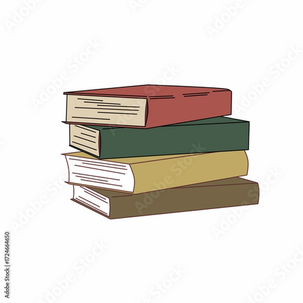 Fototapeta stack of books, The art group vector is four books with attractive colors for educational and teaching themes as well as academic