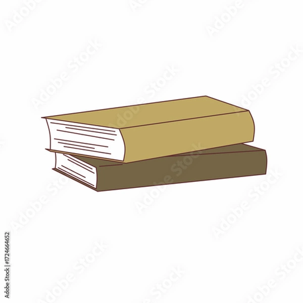 Fototapeta stack of old books isolated, Vector Art Two Old Books that Piled up for Educational and Education Themes