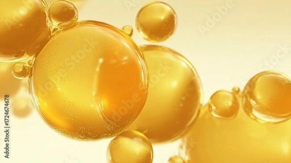 Obraz Golden Bubbles Suspended in a Soft, Warm Light