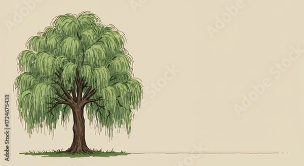 Obraz Single willow tree illustration