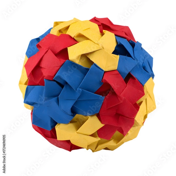 Fototapeta Geometric Origami Sphere A Colorful, Interlocking Design