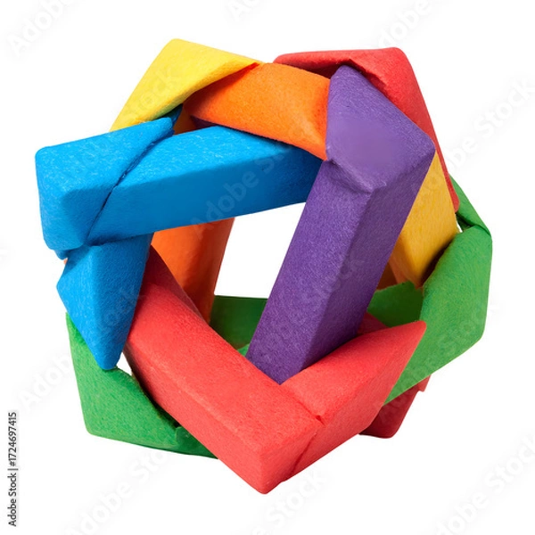 Fototapeta Colorful Origami Geometric Star Lattice A 3D Puzzle