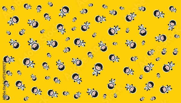 Fototapeta Jumping Man Astronaut Background Pattern Vector