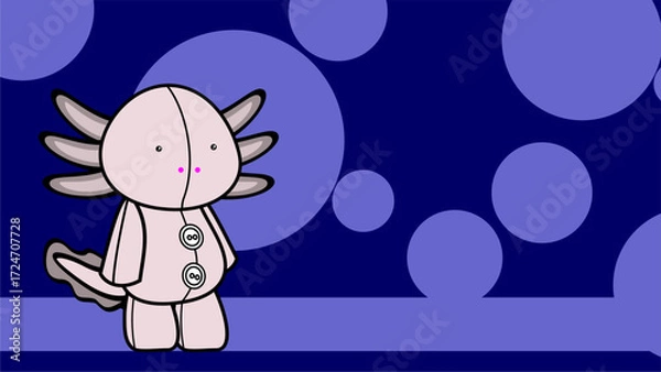 Obraz plush toy axolotl character cartoon gift card background in vector art