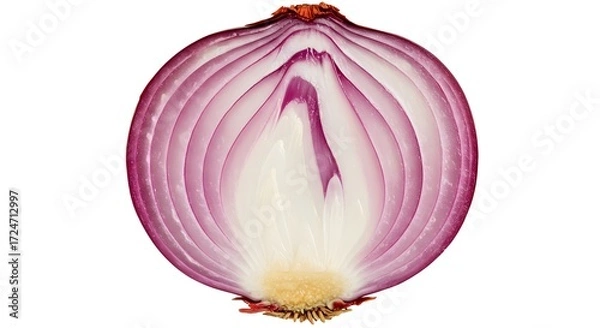 Fototapeta Close-up cross-section of a vibrant red onion revealing concentric layers
