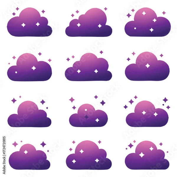 Obraz magical purple cloud icons set