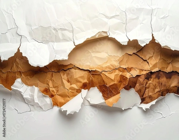 Fototapeta Ripped paper, layers of aged and fresh