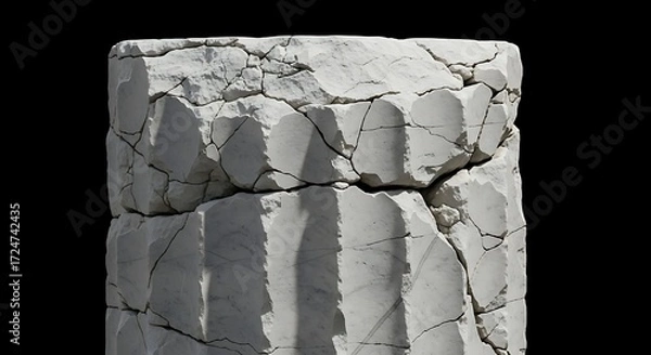 Fototapeta Severely Cracked Ancient Marble Column Fragment