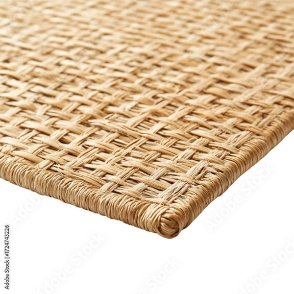 Fototapeta Close up of a woven natural fiber mat with a textured surface