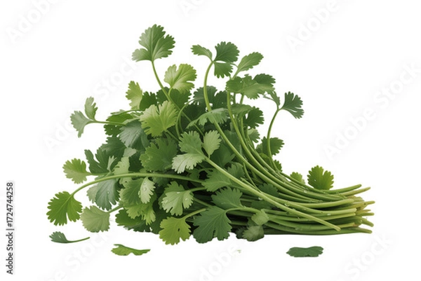 Fototapeta Fresh bunch of cilantro herb isolated on a transparent background