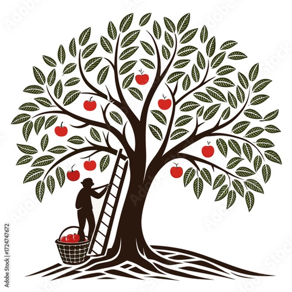 Fototapeta "Apple Tree Logo for Food and Farm Branding"