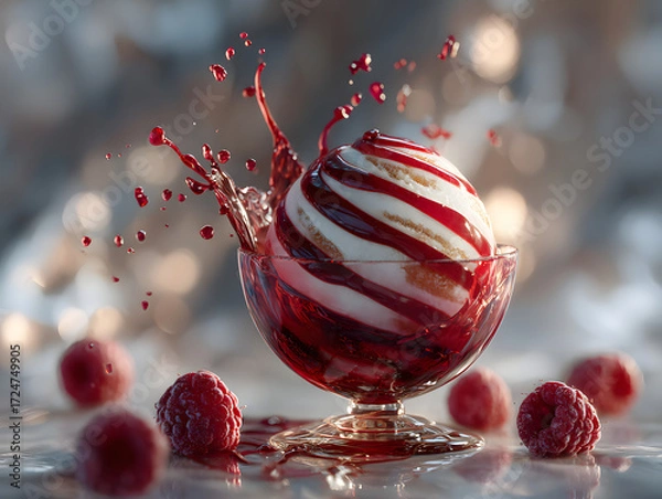 Obraz dessert swirl raspberry drip cinematic light 