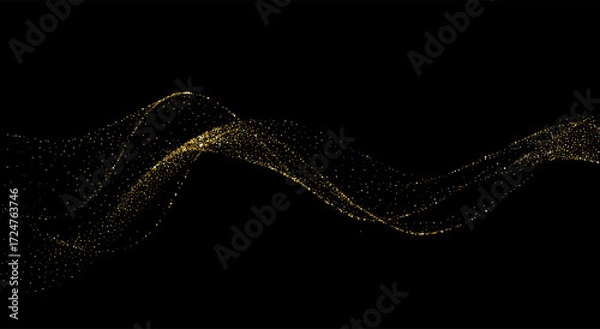Fototapeta Vector Abstract Shiny Gold Glitter Wave design element. For New Year, Merry Christmas, Birthday and Wedding greeting card and invitation. Luxury Background design