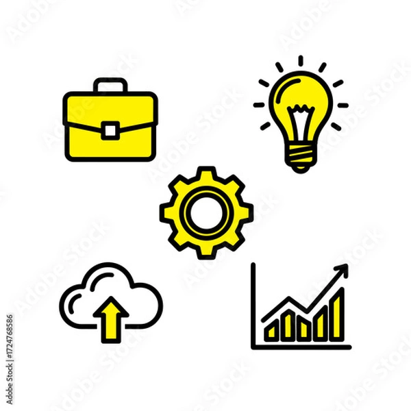 Obraz Bright idea concept: a glowing lightbulb icon symbolizes creative thinking and innovation