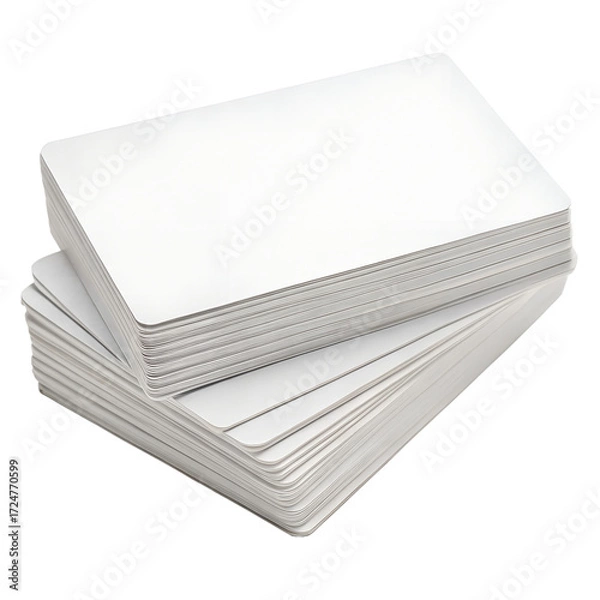 Fototapeta Stack of blank white plastic cards, ideal for customization, identification, and access control applications