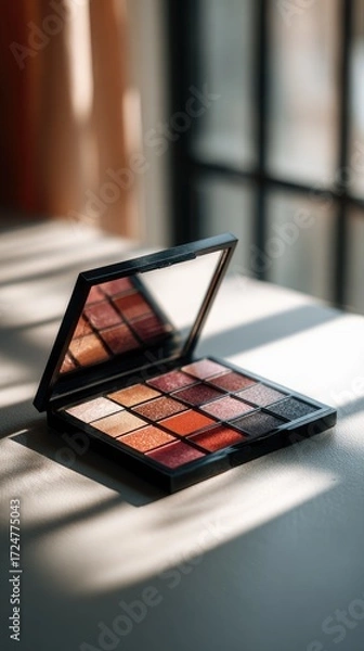 Fototapeta Colorful eyeshadow palette on surface