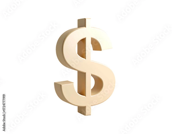 Fototapeta 3D rendered dollar sign, light beige