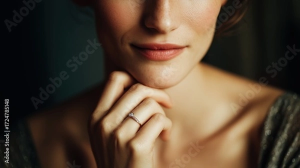 Obraz Woman's face with engagement ring