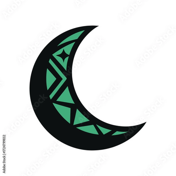 Fototapeta moon designed with tribal patterns vector art