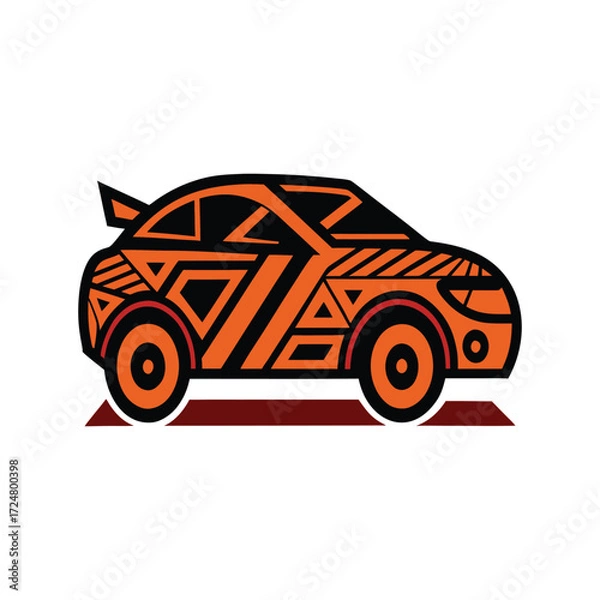 Fototapeta car designed with tribal patterns vector art