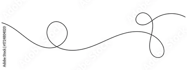 Fototapeta Curved single line. Minimalist squiggle line. Thin line wavy abstract background. Seamless pattern decorative curve line in eps 10.