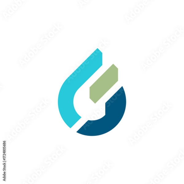 Fototapeta F and G as Water Drop, Liquid and Gas form Logo Design Vector