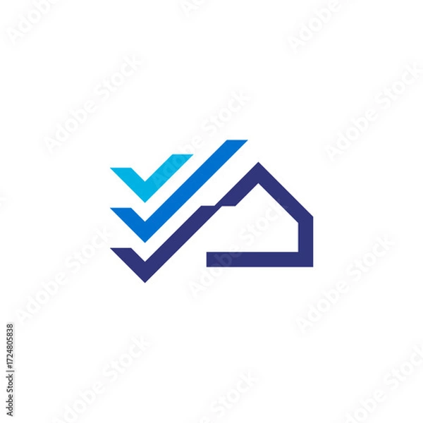 Fototapeta Three Checkmark with House Symbol, Home Grades Appraisal Logo Design Vector