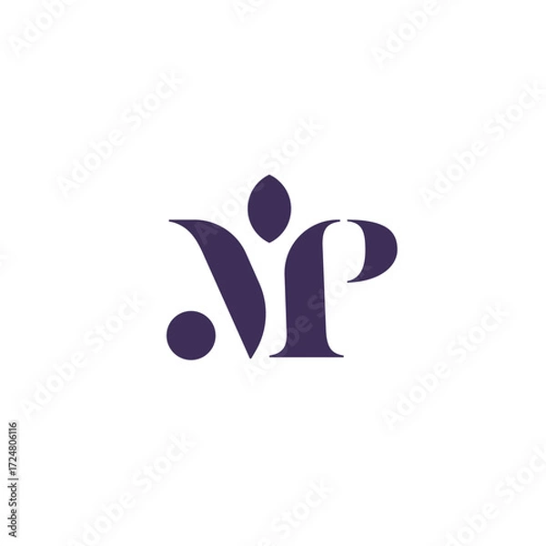 Fototapeta Abstract MP M P Monogram with Luxurious and Exclusive Fashion Style Logo Design Vector
