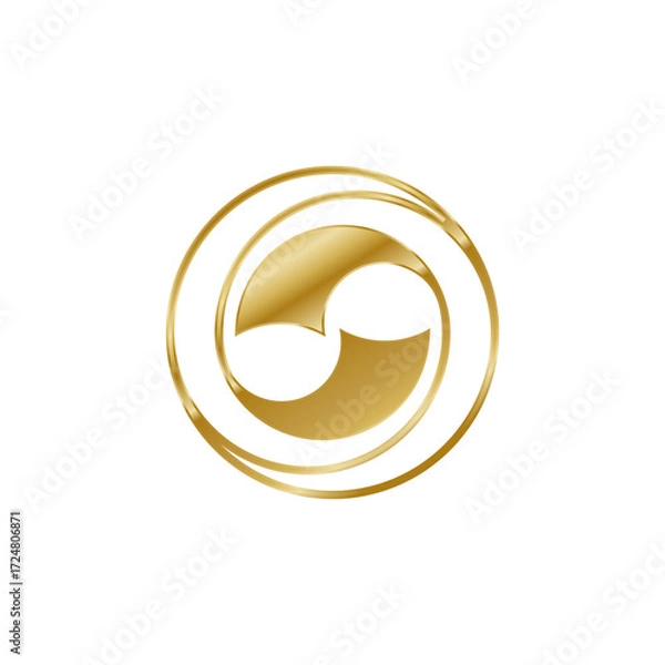 Fototapeta Dual Exchange Paper Gold as S Letter in Spiral Luxurious Exclusive Logo Design Vector