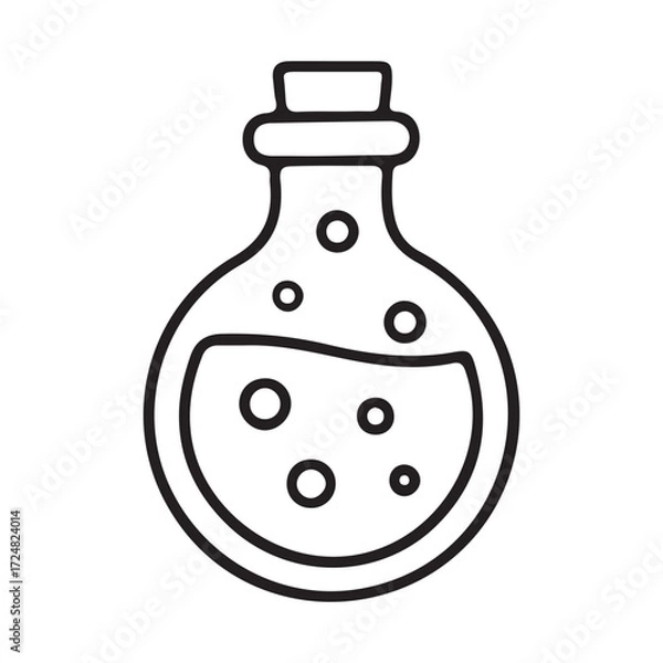 Obraz Illustration of a bottle with potion and bubbles