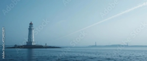 Fototapeta Tranquil Coastal View with Strong Diagonal Lines