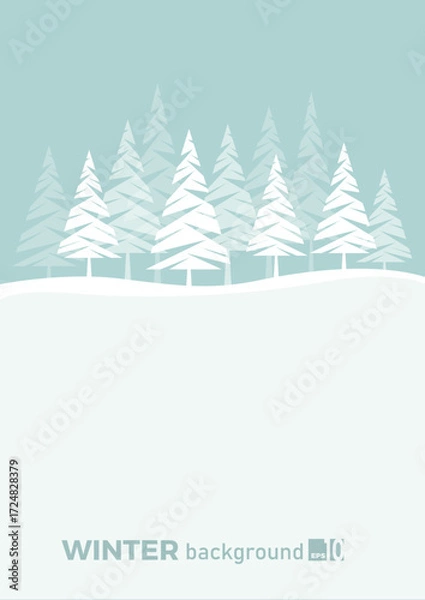Fototapeta Winter landscape background with fir tree and snow in mountain. Christmas. Vertical abstract vector illustration.