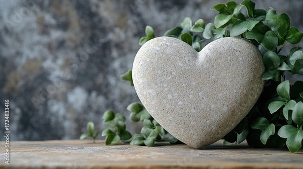 Fototapeta Botanical wellness heart stone vine on a neutral background symbolizing balance and relaxation