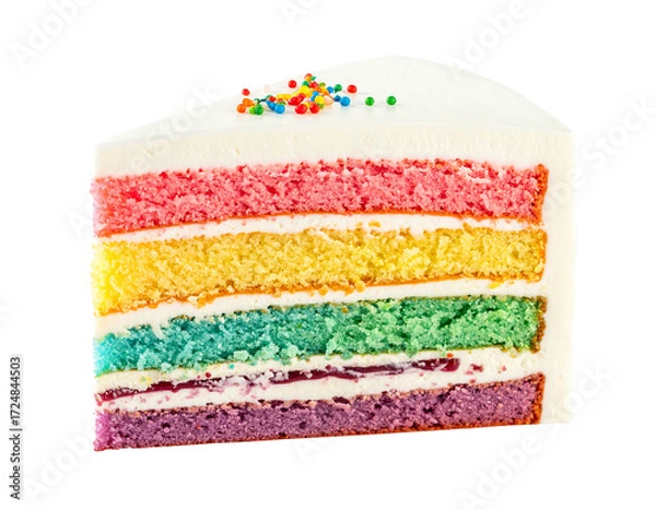 Fototapeta Colorful rainbow layer cake slice