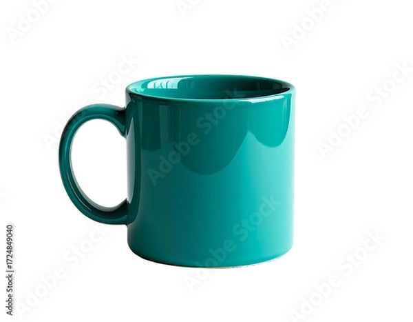Fototapeta Teal ceramic mug, glossy finish, simple design