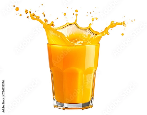 Fototapeta Orange juice splashing from a glass